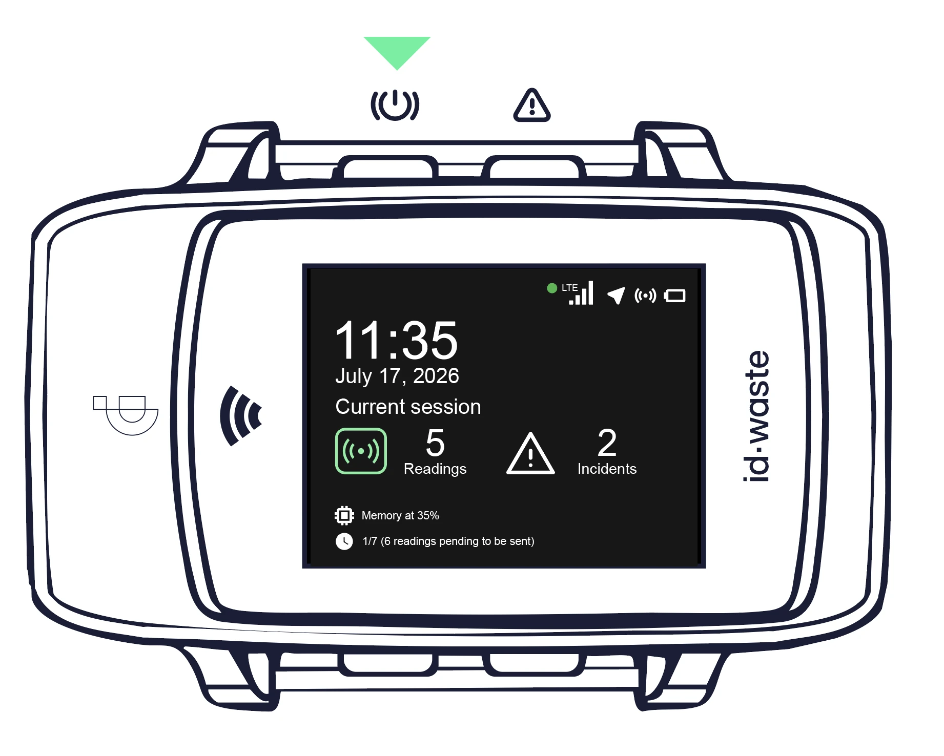 Switching on the device – ID·WEAR main screen